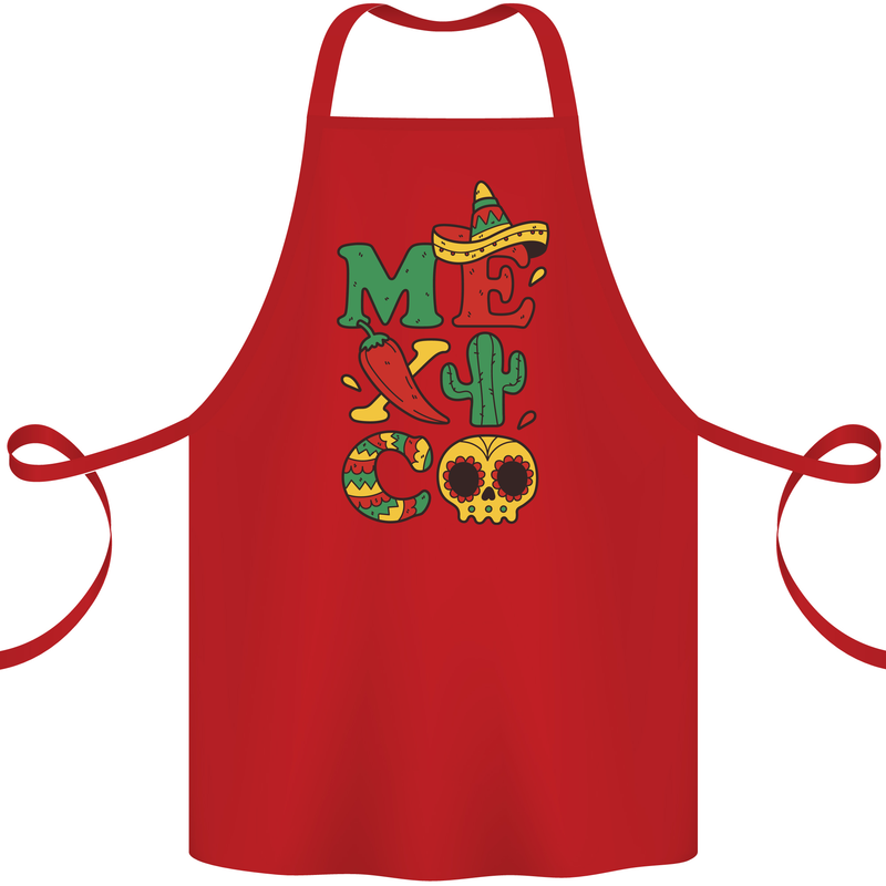 Symbols of Mexico Cotton Apron 100% Organic Red