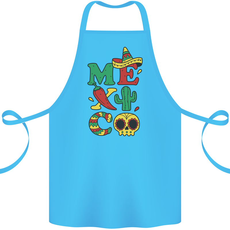 Symbols of Mexico Cotton Apron 100% Organic Turquoise