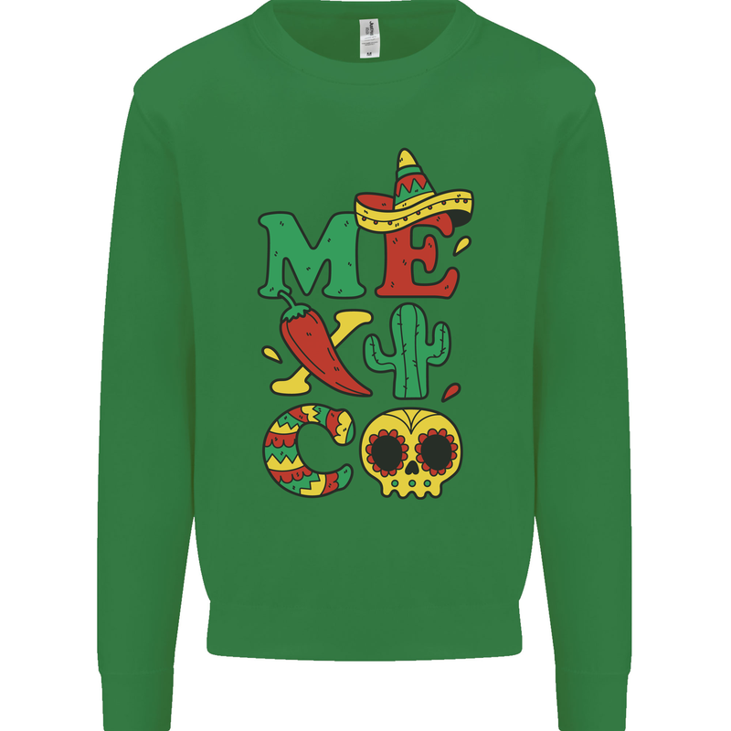 Symbols of Mexico Kids Sweatshirt Jumper Irish Green