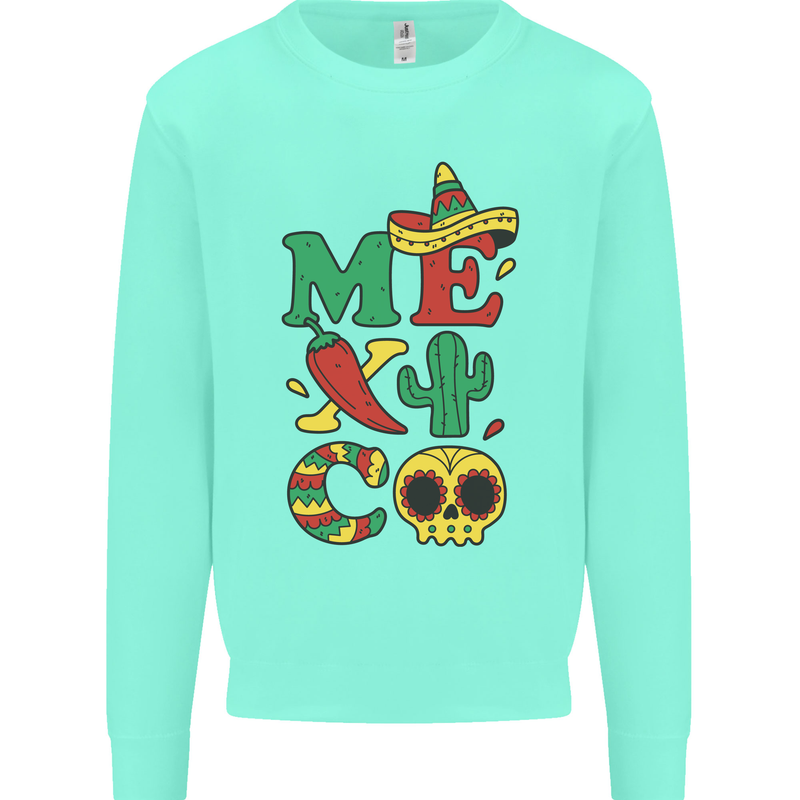 Symbols of Mexico Kids Sweatshirt Jumper Peppermint