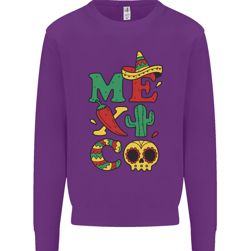 Symbols of Mexico Kids Sweatshirt Jumper Purple