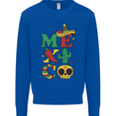 Symbols of Mexico Kids Sweatshirt Jumper Royal Blue