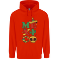 Symbols of Mexico Mens 80% Cotton Hoodie Bright Red