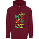 Symbols of Mexico Mens 80% Cotton Hoodie Maroon