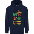 Symbols of Mexico Mens 80% Cotton Hoodie Navy Blue