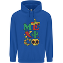 Symbols of Mexico Mens 80% Cotton Hoodie Royal Blue