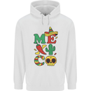 Symbols of Mexico Mens 80% Cotton Hoodie White