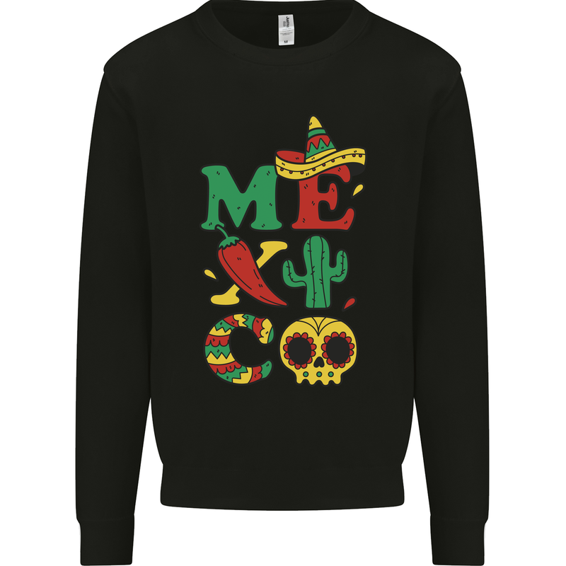 Symbols of Mexico Mens Sweatshirt Jumper Black