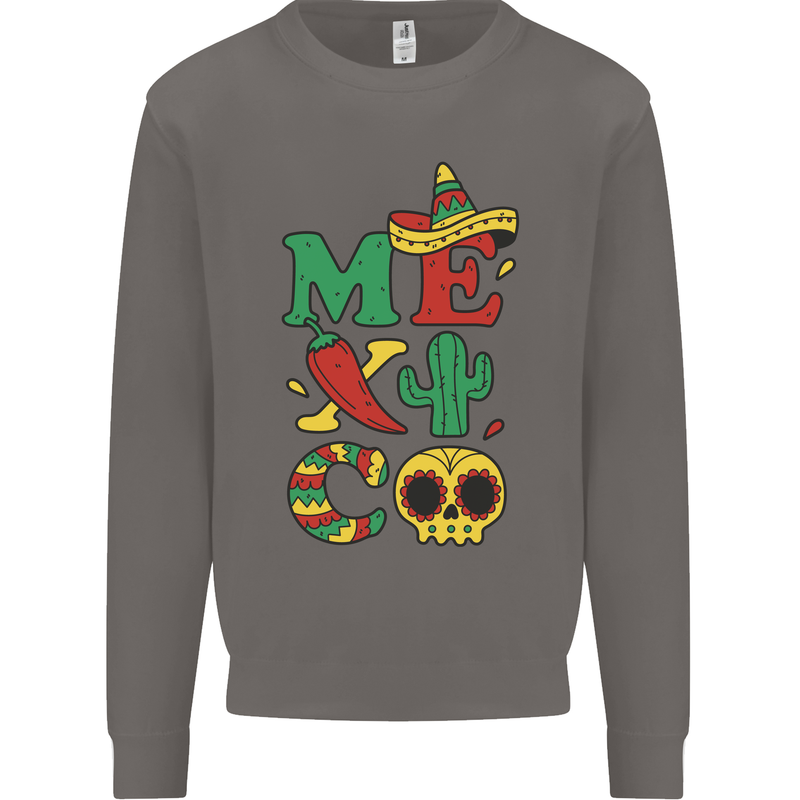 Symbols of Mexico Mens Sweatshirt Jumper Charcoal
