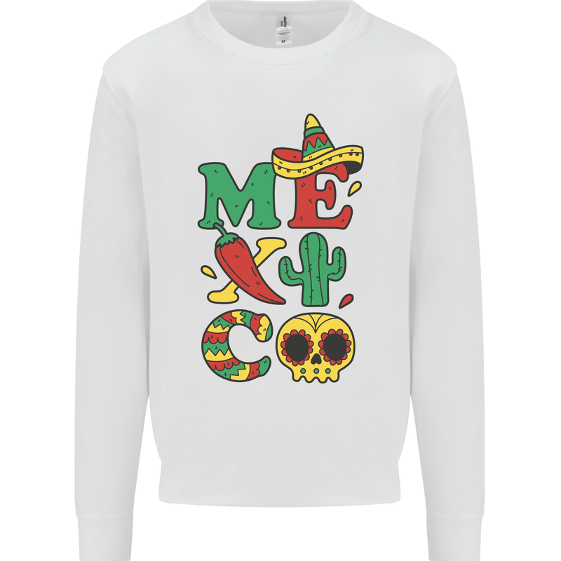 Symbols of Mexico Mens Sweatshirt Jumper White