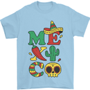 Symbols of Mexico Mens T-Shirt 100% Cotton Light Blue