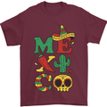 Symbols of Mexico Mens T-Shirt 100% Cotton Maroon