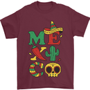 Symbols of Mexico Mens T-Shirt 100% Cotton Maroon