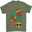 Symbols of Mexico Mens T-Shirt 100% Cotton Military Green