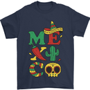 Symbols of Mexico Mens T-Shirt 100% Cotton Navy Blue