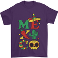 Symbols of Mexico Mens T-Shirt 100% Cotton Purple