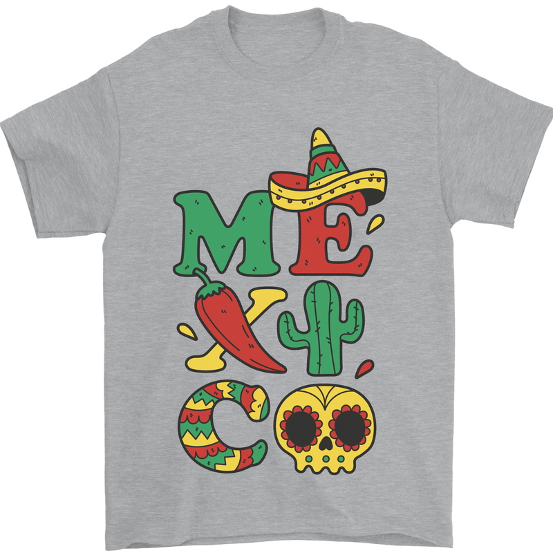 Symbols of Mexico Mens T-Shirt 100% Cotton Sports Grey