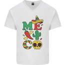 Symbols of Mexico Mens V-Neck Cotton T-Shirt White