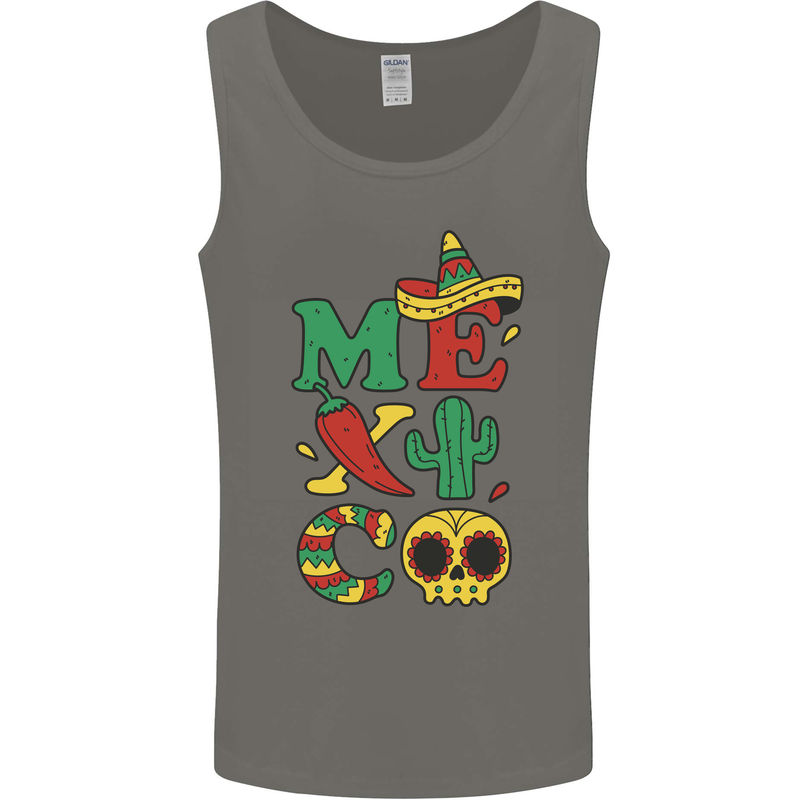 Symbols of Mexico Mens Vest Tank Top Charcoal