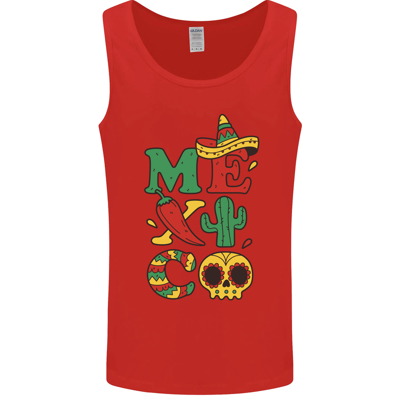 Symbols of Mexico Mens Vest Tank Top Red