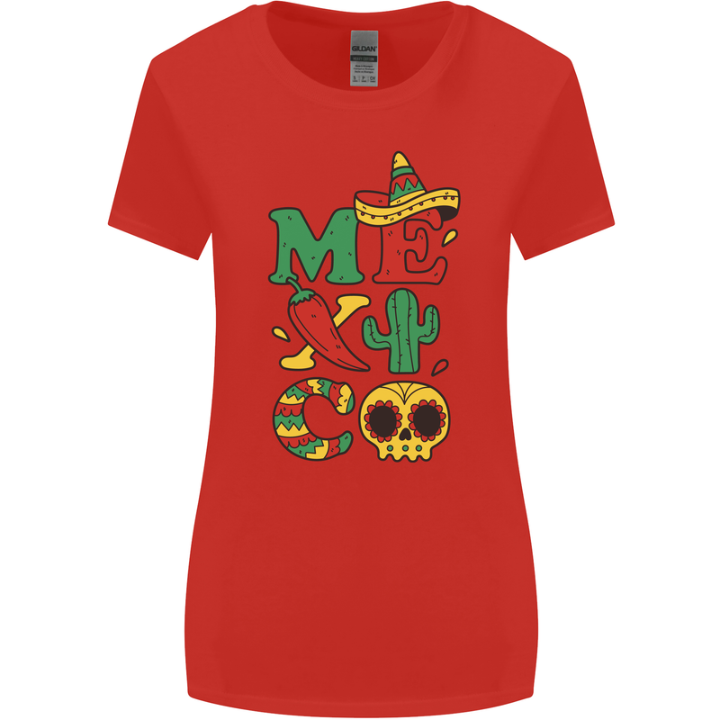 Symbols of Mexico Womens Wider Cut T-Shirt Red