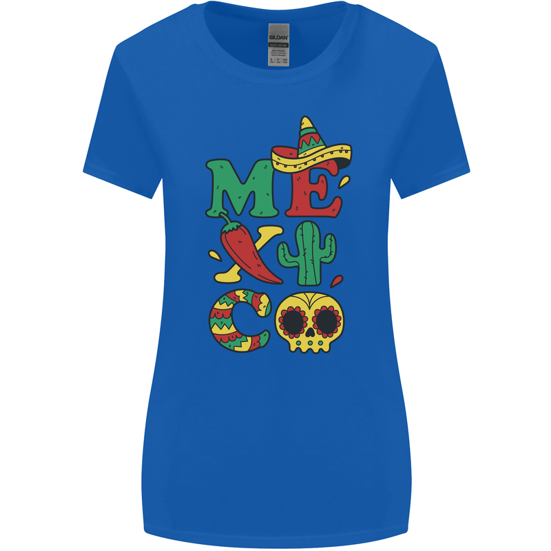 Symbols of Mexico Womens Wider Cut T-Shirt Royal Blue