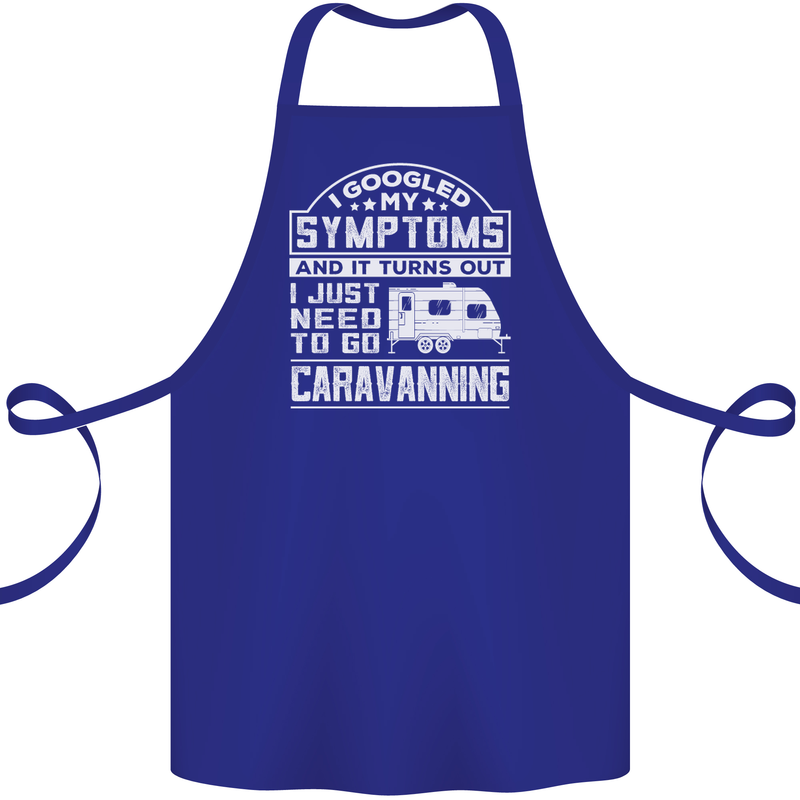 Symptoms Go Caravanning Caravan Funny Cotton Apron 100% Organic Royal Blue