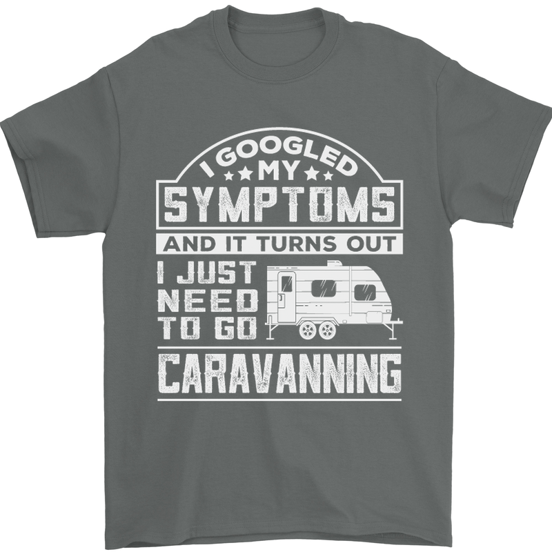 Symptoms Go Caravanning Caravan Funny Mens T-Shirt Cotton Gildan Charcoal