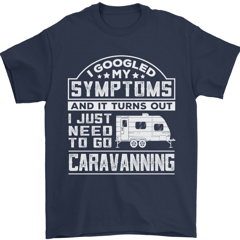 Symptoms Go Caravanning Caravan Funny Mens T-Shirt Cotton Gildan Navy Blue