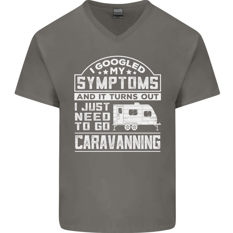 Symptoms Go Caravanning Caravan Funny Mens V-Neck Cotton T-Shirt Charcoal
