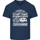 Symptoms Go Caravanning Caravan Funny Mens V-Neck Cotton T-Shirt Navy Blue