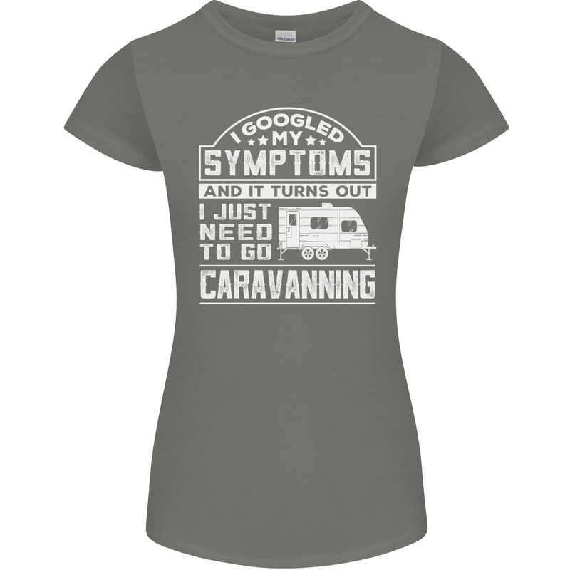 Symptoms Go Caravanning Caravan Funny Womens Petite Cut T-Shirt Charcoal