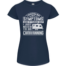 Symptoms Go Caravanning Caravan Funny Womens Petite Cut T-Shirt Navy Blue