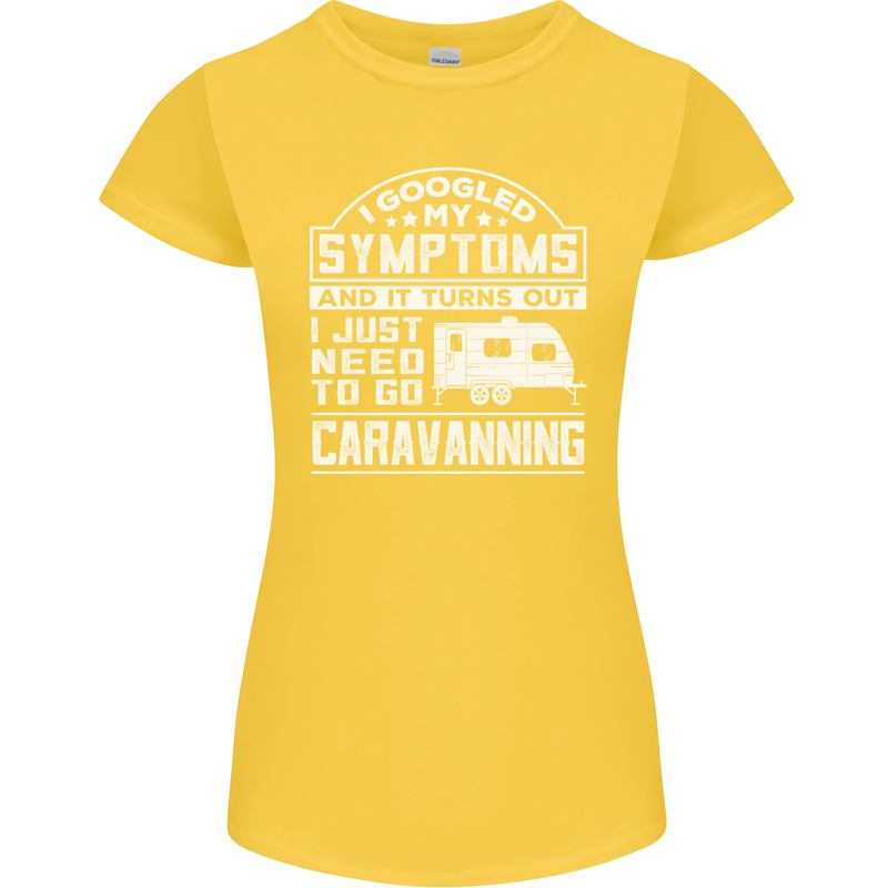 Symptoms Go Caravanning Caravan Funny Womens Petite Cut T-Shirt Yellow