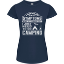 Symptoms I Just Need to Go Camping Funny Womens Petite Cut T-Shirt Navy Blue