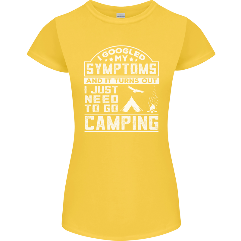 Symptoms I Just Need to Go Camping Funny Womens Petite Cut T-Shirt Yellow