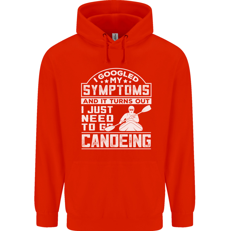 Symptoms I Just Need to Go Canoeing Funny Mens 80% Cotton Hoodie Bright Red