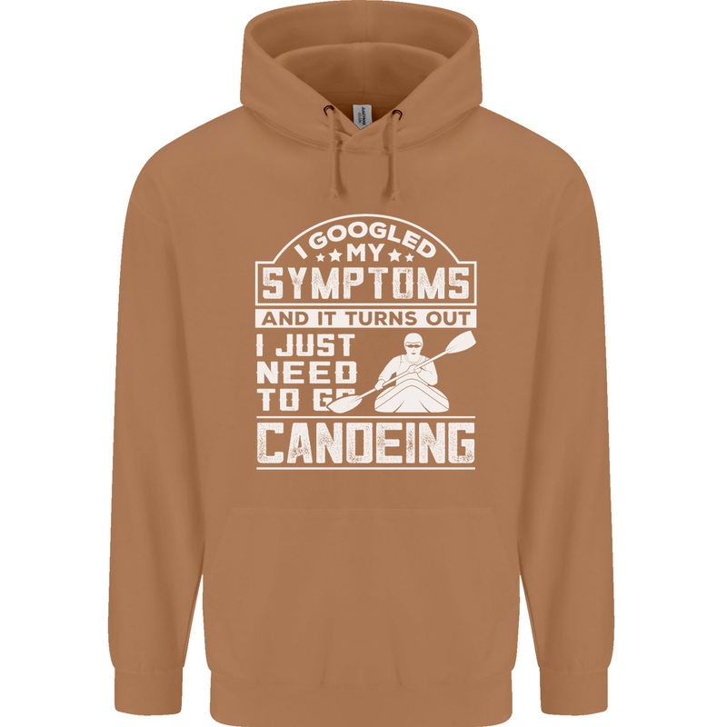Symptoms I Just Need to Go Canoeing Funny Mens 80% Cotton Hoodie Caramel Latte