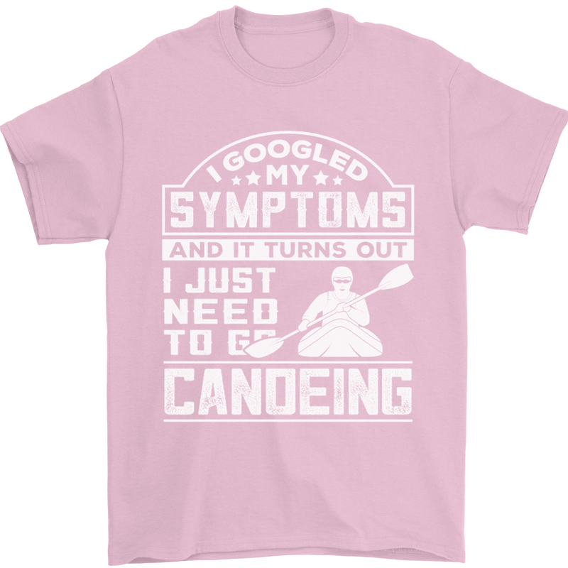 Symptoms I Just Need to Go Canoeing Funny Mens T-Shirt Cotton Gildan Light Pink
