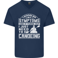 Symptoms I Just Need to Go Canoeing Funny Mens V-Neck Cotton T-Shirt Navy Blue