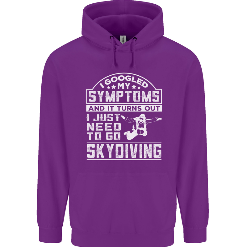 Symptoms I Just Need to Go Skydiving Funny Mens 80% Cotton Hoodie Purple