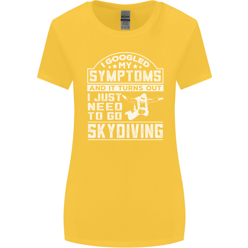 Symptoms I Just Need to Go Skydiving Funny Womens Wider Cut T-Shirt Yellow