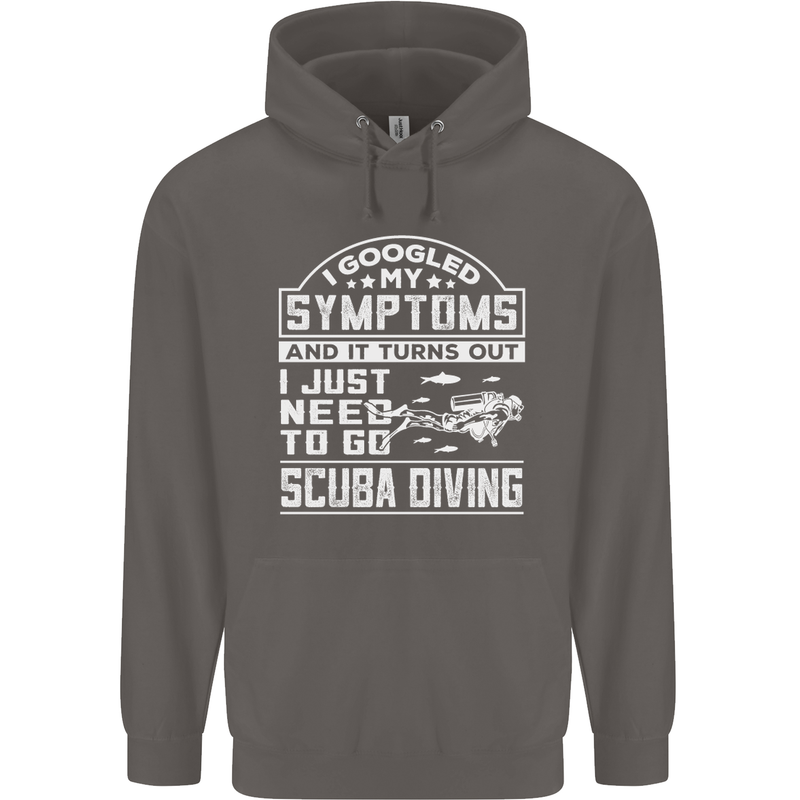 Symptoms Just Need to Go Scuba Diving Mens 80% Cotton Hoodie Charcoal