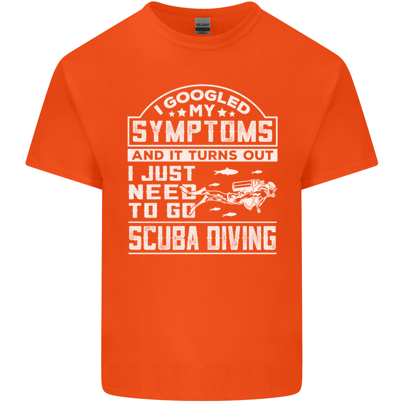 Symptoms Just Need to Go Scuba Diving Mens Cotton T-Shirt Tee Top Orange