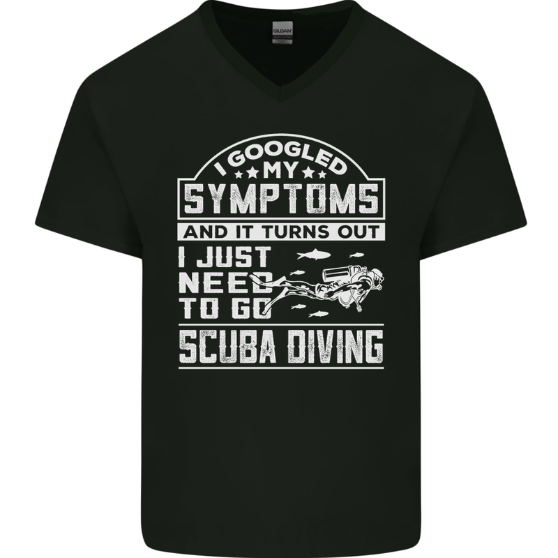 Symptoms Just Need to Go Scuba Diving Mens V-Neck Cotton T-Shirt Black