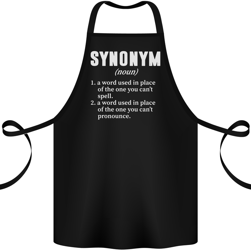 Synonym Funny Definition Slogan Cotton Apron 100% Organic Black