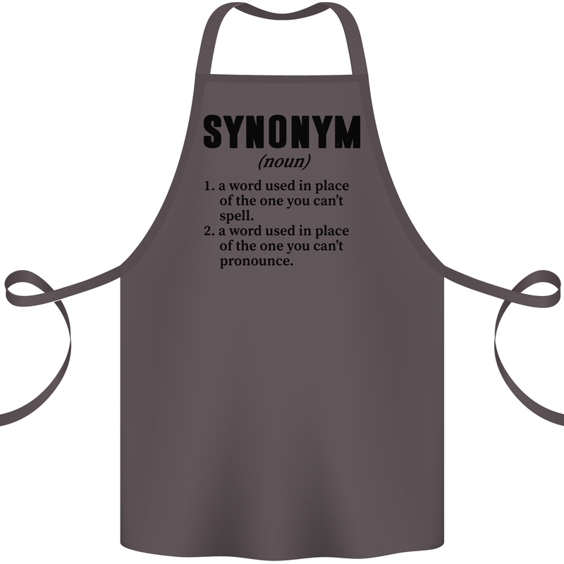 Synonym Funny Definition Slogan Cotton Apron 100% Organic Dark Grey