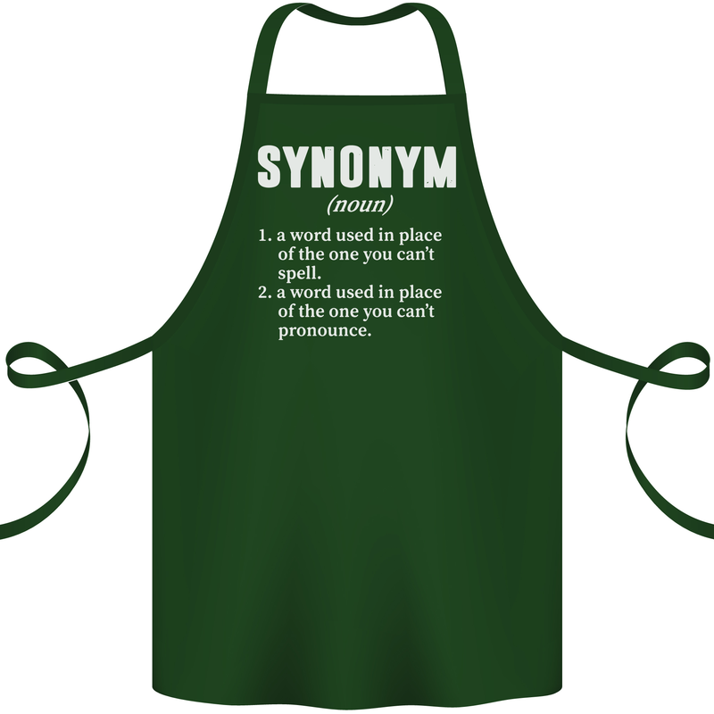 Synonym Funny Definition Slogan Cotton Apron 100% Organic Forest Green
