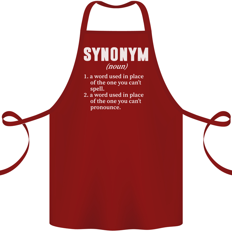 Synonym Funny Definition Slogan Cotton Apron 100% Organic Maroon