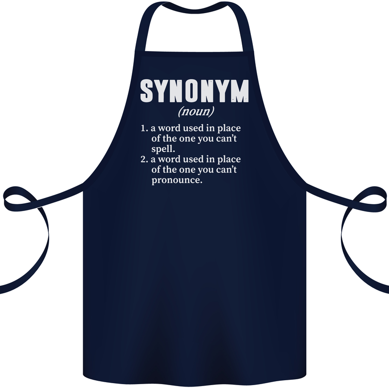 Synonym Funny Definition Slogan Cotton Apron 100% Organic Navy Blue